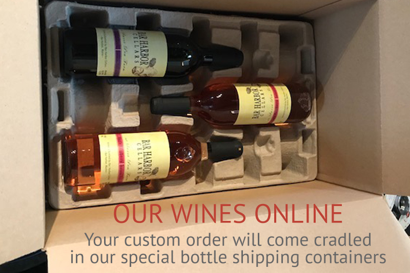 Three wines with the caption to buy our wines online
